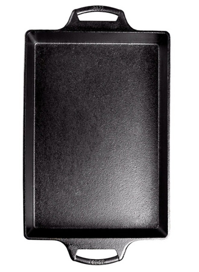 طاجن من الحديد الزهر بمقبضين مزدوجين مع تسخين متساوي، أسود، 9 × 13 بوصة - Image 2