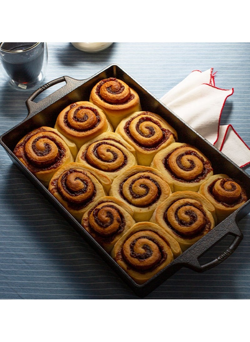 طاجن من الحديد الزهر بمقبضين مزدوجين مع تسخين متساوي، أسود، 9 × 13 بوصة - Image 3