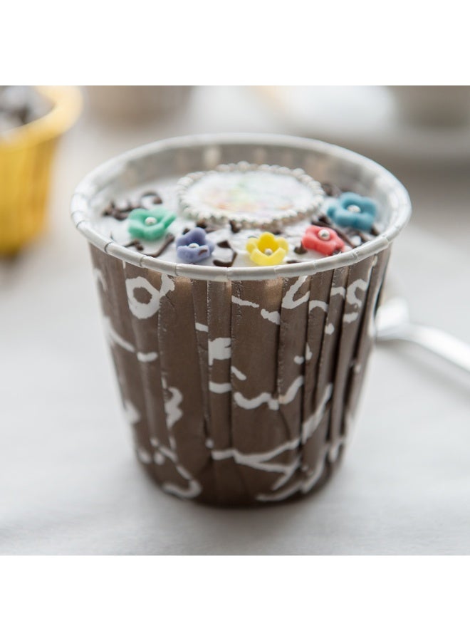 Restaurantware Panificio 3.5 Ounce Baking Cups, 200 Pleated Cupcake Liners - Oven-Ready, Freezable, Brown And White Paper Muffin Cases, Disposable, Chocolate Wisp, For Wedding Parties, Baby Showers - Image 3