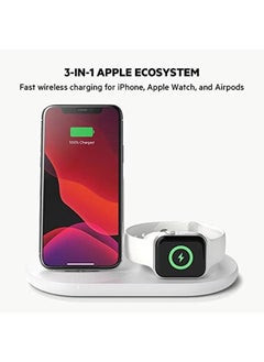 Generic 3 In 1 Wireless Charging Station 7.5W Wireless Charger For Iphone Watch And Airpods Wireless Charging Dock Iphone Charging Dock Iphone 16 15 14 Watch Series 10 9 8 White  - Image 3