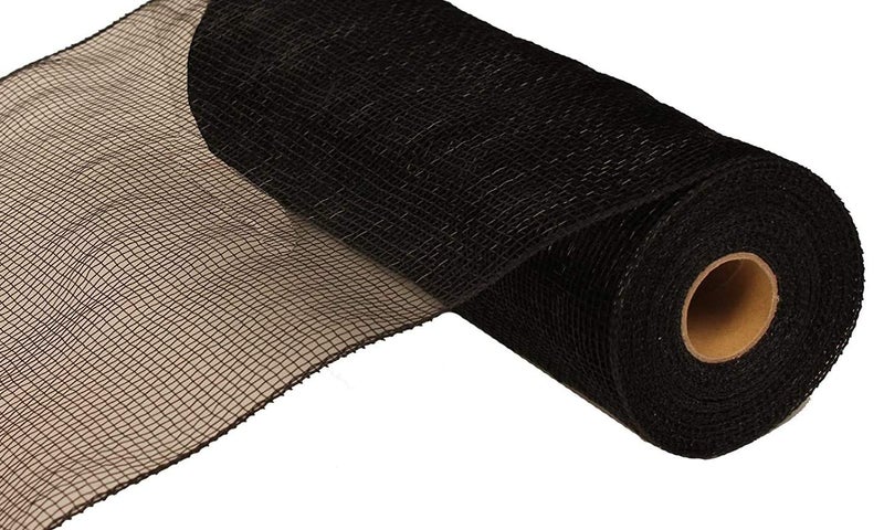 10 Inch x 30 Feet Deco Poly Mesh Ribbon Black Non Metallic RE130202