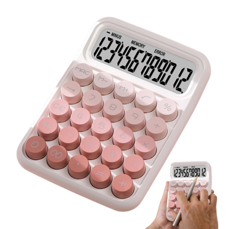 Pink Mechanical Calculator Keyboard Portable Non Slip Desktop For Office Home Students - Image 2