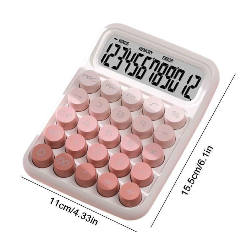 Pink Mechanical Calculator Keyboard Portable Non Slip Desktop For Office Home Students - Image 3