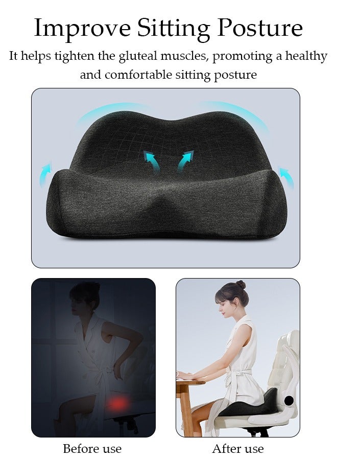 DUNISO Lumbar Support Pillow Seat Cushion Memory Foam Pillow Set Ergonomic Sitting Pad Non-Slip Coccyx Orthopedic Lower Back Pillow with Washable Breathable Cover for Tailbone Pain Sciatica Relief Office Desk Chair - Image 3