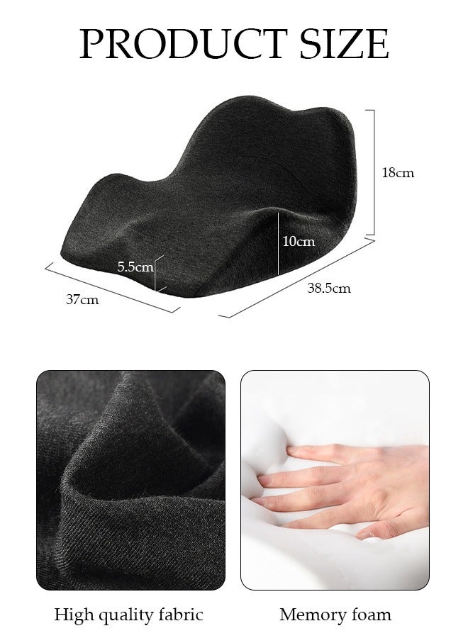 DUNISO Lumbar Support Pillow Seat Cushion Memory Foam Pillow Set Ergonomic Sitting Pad Non-Slip Coccyx Orthopedic Lower Back Pillow with Washable Breathable Cover for Tailbone Pain Sciatica Relief Office Desk Chair - Image 4
