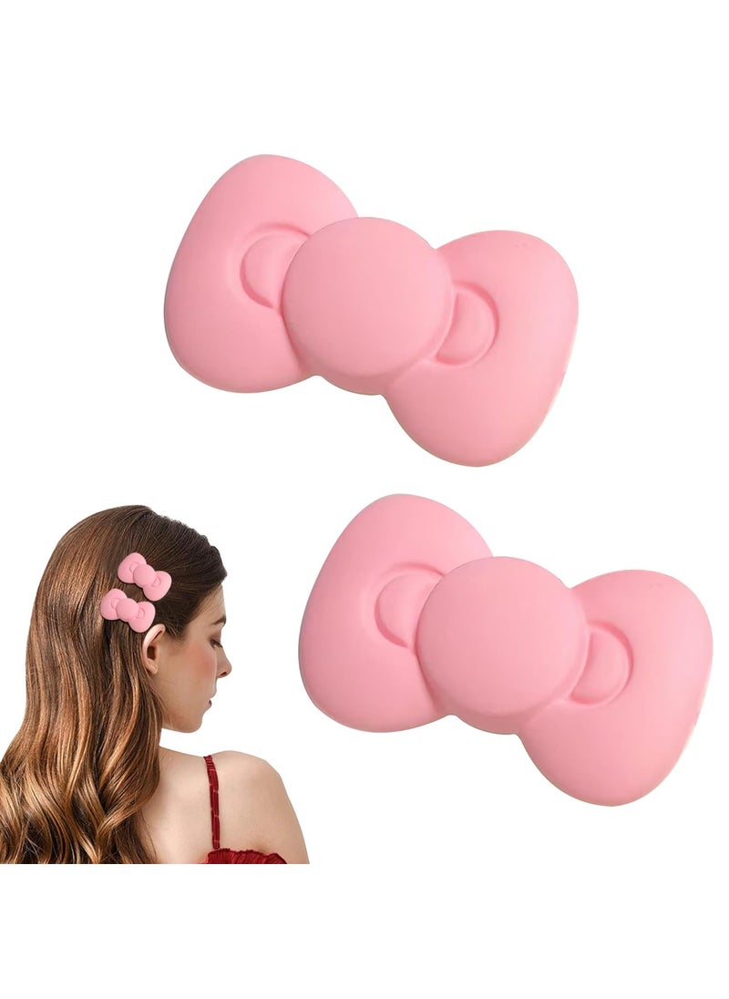 AEGYPIUS Pink Bow Hair Clips for Girls and Women  Set of 2 Alligator Barrettes Fashion Hairpins with Bows 