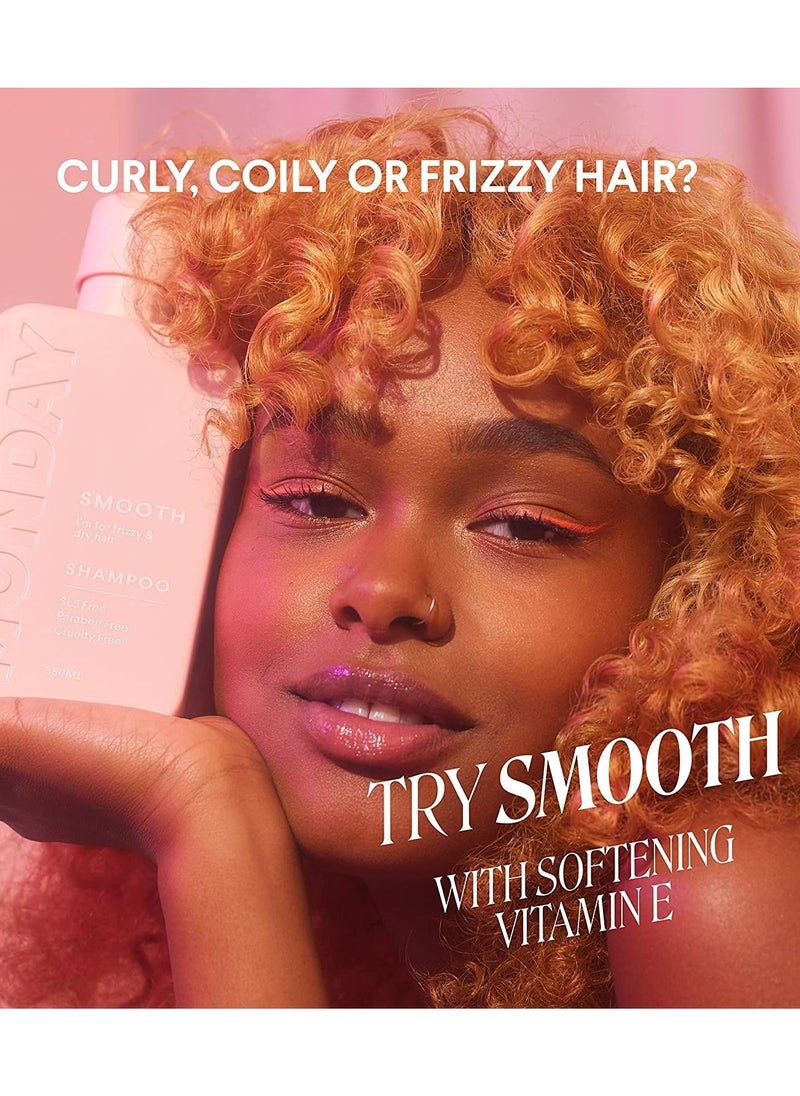 MONDAY Smooth Shampoo + Conditioner Bathroom Set (2 Pack) 354 ml 12oz Each for Frizzy, Coarse, and Curly Hair, Made from Coconut Oil, Shea Butter, & Vitamin E, 100% Recyclable Bottles  - Image 2