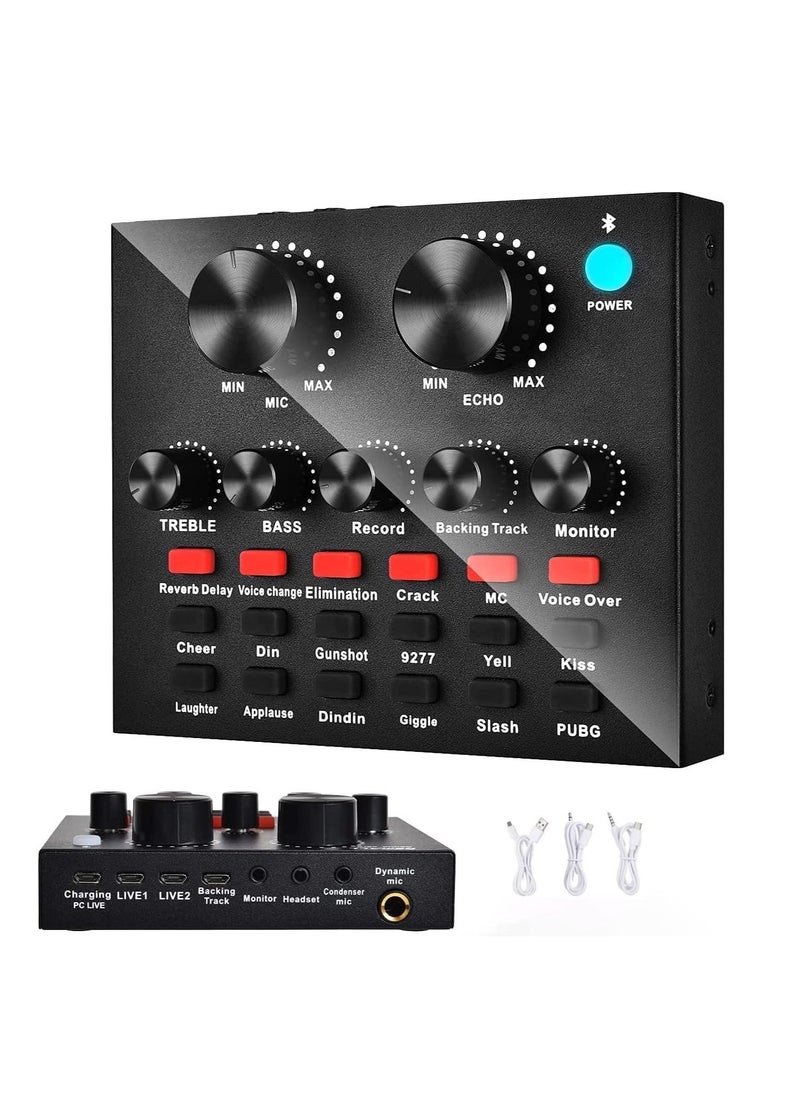LEDIN - V8-Live Sound Card,USB External V8 Karaoke Recording Mobile Audio Mixer,Audio Live Broadcast KTV Sound Card for Live Broadcast, K Songs,Recording,Voice Chatting - Image 1