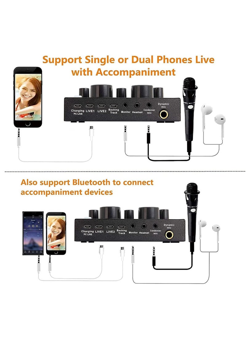 LEDIN - V8-Live Sound Card,USB External V8 Karaoke Recording Mobile Audio Mixer,Audio Live Broadcast KTV Sound Card for Live Broadcast, K Songs,Recording,Voice Chatting - Image 1