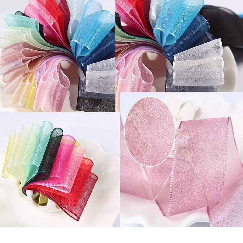 Diy Crafts 16019 Artificial Silk Roses Crafts Supplies Grosgrain Ribbon Scrapbooking Material Organza Ribbon, Pack of 75 Mtr 25x3 (Multicolor) - Image 1