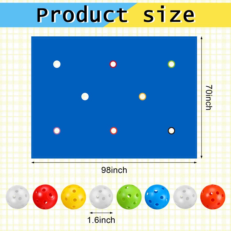 Kathfly Blue Hole Tarp Team Building Game 98 x 70 Inch Learning Fun Team Building Games for Work with 8 Pcs Team Building Ball for Teamwork Group - Image 3