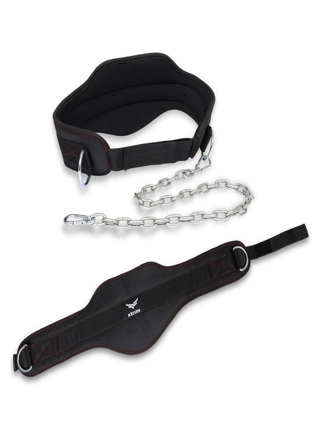 XTRIM Unisex Dipping Belt with Adjustable 36-inch Heavy-duty Steel Chain for Gym & Fitness Workout and Strength Training, Contoured-Shape, Carabiner Mechanism (Black) - Image 1
