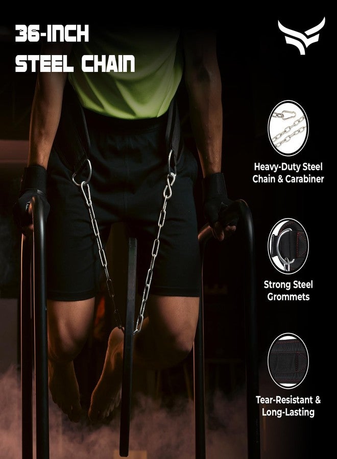 XTRIM Unisex Dipping Belt with Adjustable 36-inch Heavy-duty Steel Chain for Gym & Fitness Workout and Strength Training, Contoured-Shape, Carabiner Mechanism (Black) - Image 4