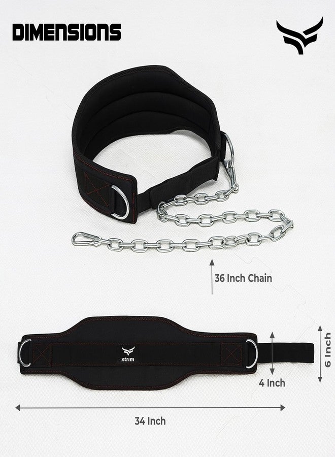 XTRIM Unisex Dipping Belt with Adjustable 36-inch Heavy-duty Steel Chain for Gym & Fitness Workout and Strength Training, Contoured-Shape, Carabiner Mechanism (Black) - Image 5