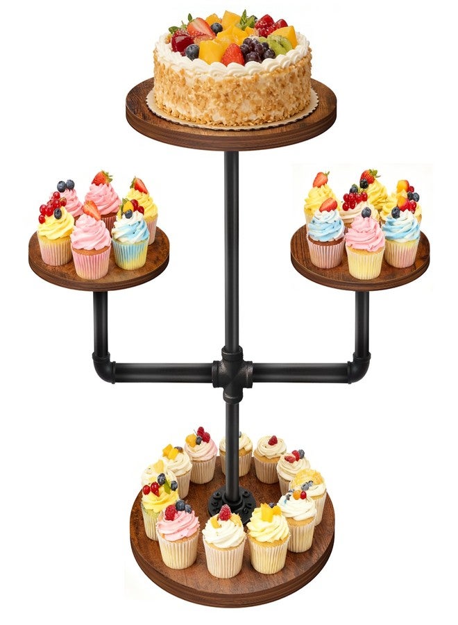 LLAXERGU Cupcake Stand, 3 Tier Cupcake Tower Wood Cake Stand with Tiered Tray Stand Rustic Dessert Table Display Set Farmhouse Risers Display Stand Serving Trays for Party Farmers Market Decor - Image 1