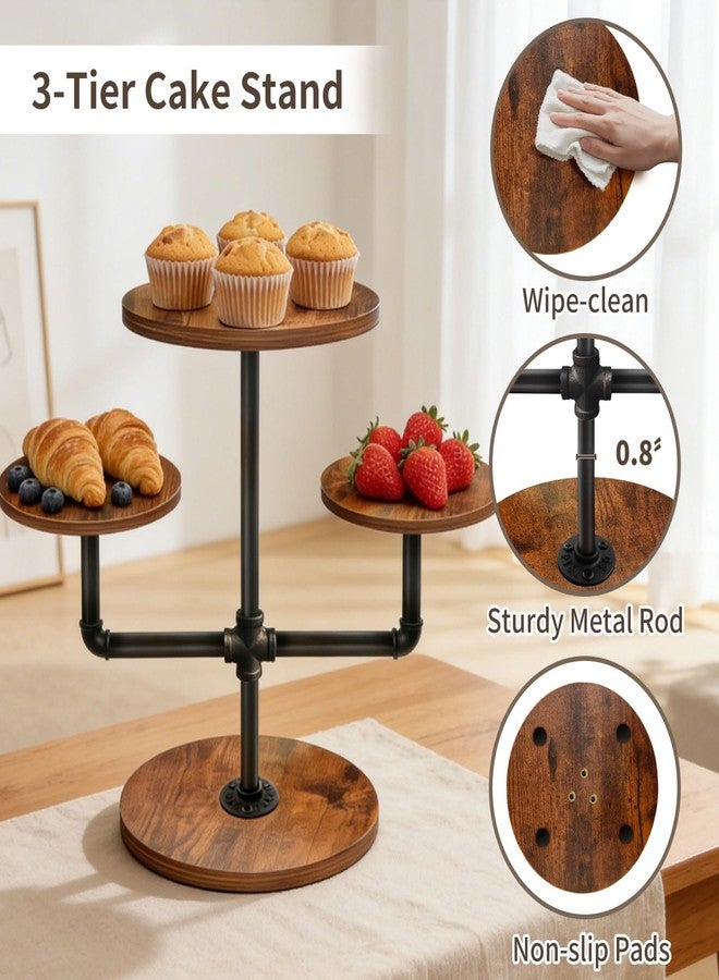 LLAXERGU Cupcake Stand, 3 Tier Cupcake Tower Wood Cake Stand with Tiered Tray Stand Rustic Dessert Table Display Set Farmhouse Risers Display Stand Serving Trays for Party Farmers Market Decor - Image 4