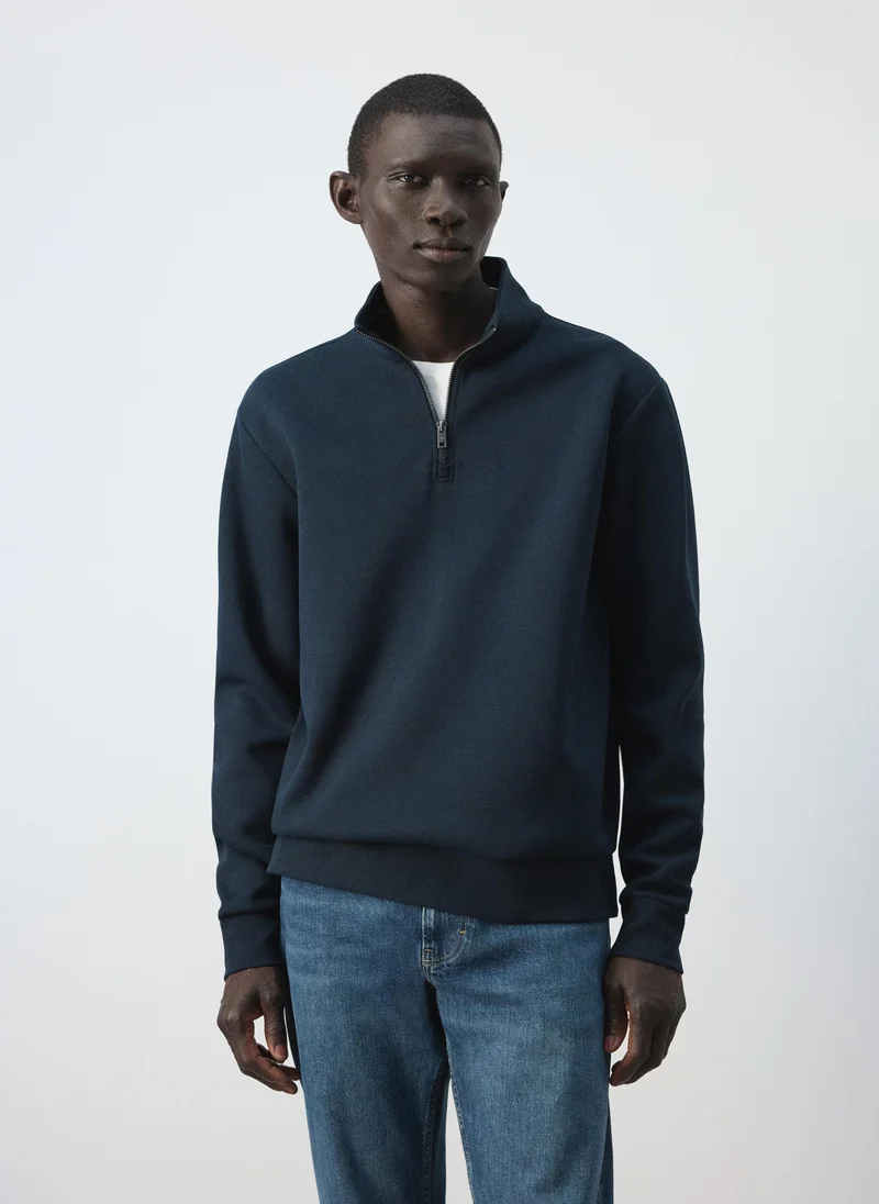 Mango Man Cotton blend sweatshirt zipper