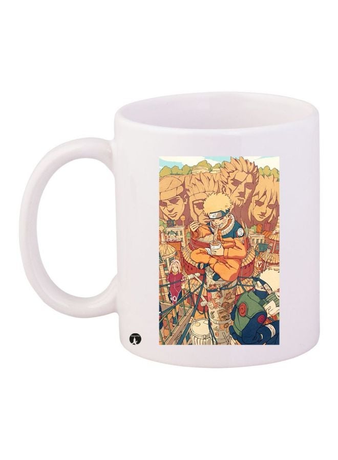 RYN Cartoon Printed Coffee Mug White/Brown/Green 11ounce