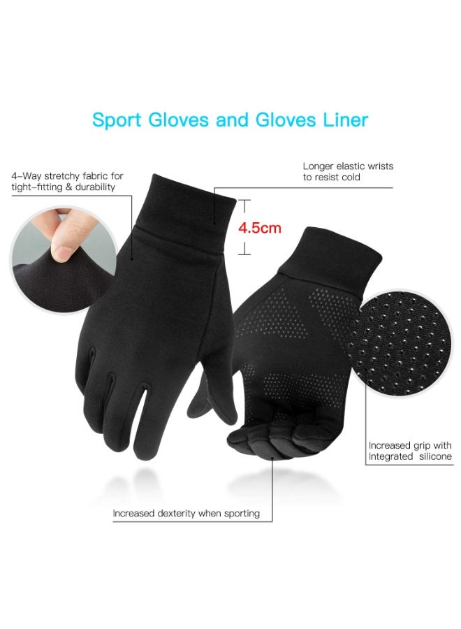 Cuken Lightweight Running Gloves, Cycling Gloves, Winter Warm Sports Gloves, Touch Screen Fingers Gloves, Anti-Slip Windproof Waterproof Gloves For Men Women Outdoor Sports Running Riding And Driving, Black  - Image 4