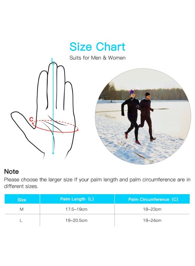 Cuken 1 Pair Winter Cycling Gloves, Touch Screen Thermal Gloves with Water Resistant Windproof Design, Warm Full Finger Gloves for Men and Women, Running, Driving, Hiking, Work in Cold Weather, Black - Image 2