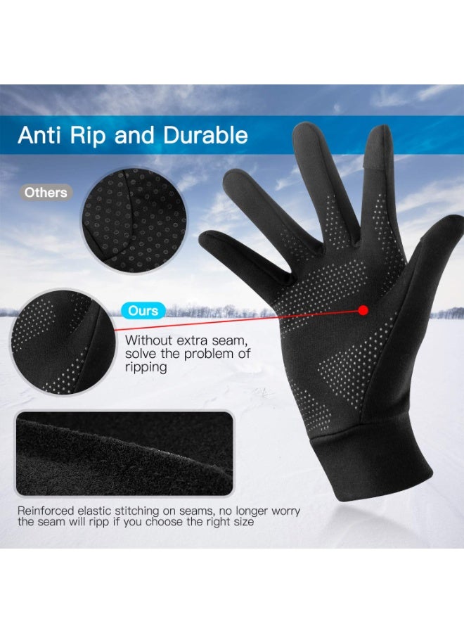 Cuken 1 Pair Winter Cycling Gloves, Touch Screen Thermal Gloves with Water Resistant Windproof Design, Warm Full Finger Gloves for Men and Women, Running, Driving, Hiking, Work in Cold Weather, Black - Image 5