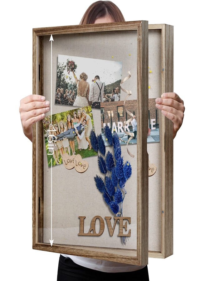 اتش بي جيه أبريل صندوق عرض زجاجي بخلفية من الكتان مقاس 13 × 16 بوصة و8 دبابيس تثبيت، مصنوع من الخشب الصلب، لعرض الصور والتذكارات الرياضية والجوائز والميداليات والتذاكر. - Image 1