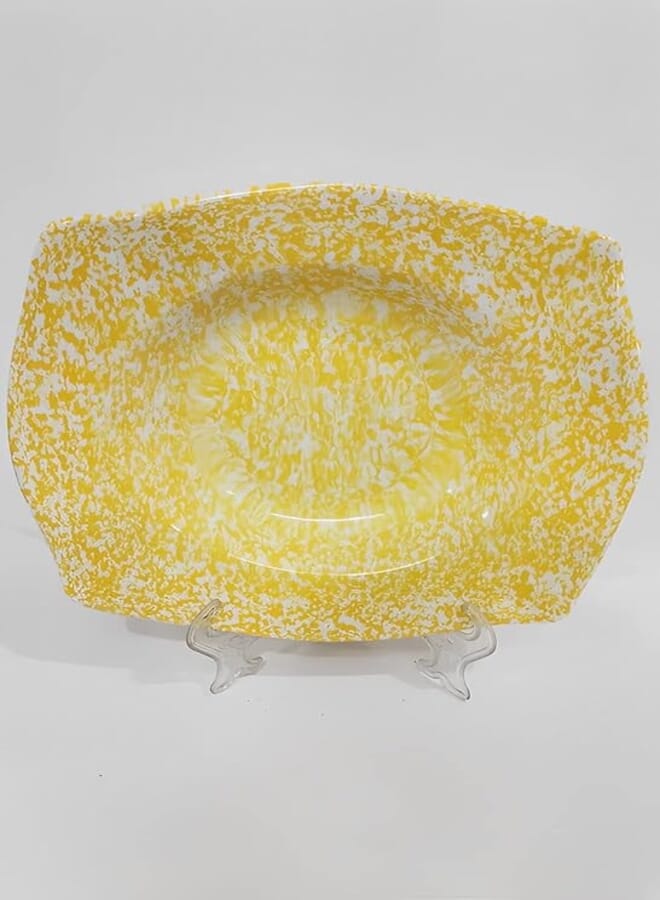 Pure. 136172 Melamine Granite Large Square Food Service Plate For Home And Restaurant - Yellow