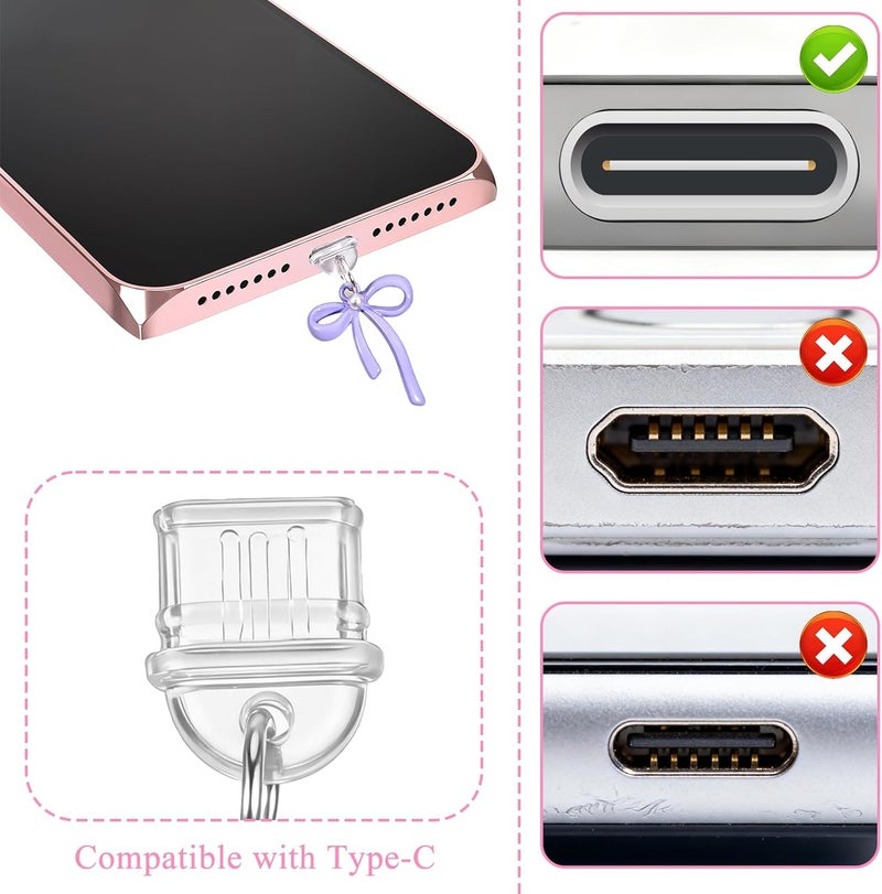 4 قطع سحر سدادة الغبار، سحر سدادة USB C على شكل قوس لطيف، سدادات واقية من الغبار من نوع Type-C متوافقة مع منفذ الشحن Type C/USB C - Image 3
