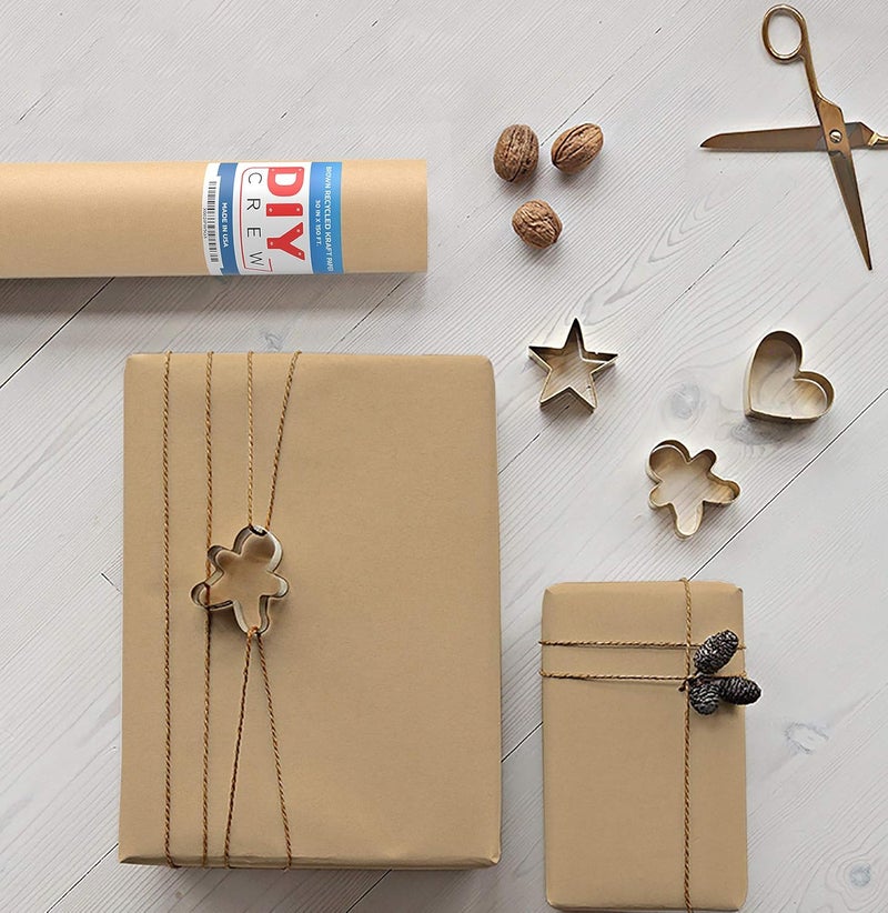 DIY CREW Kraft Paper Roll 30'' X 1800'' (150ft) Brown Mega Roll - Made in USA 100% Natural Recycled Material - Perfect for Packing, Wrapping, Craft, Postal, Shipping, Dunnage and Parcel - Image 2
