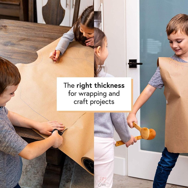 DIY CREW Kraft Paper Roll 30'' X 1800'' (150ft) Brown Mega Roll - Made in USA 100% Natural Recycled Material - Perfect for Packing, Wrapping, Craft, Postal, Shipping, Dunnage and Parcel - Image 4