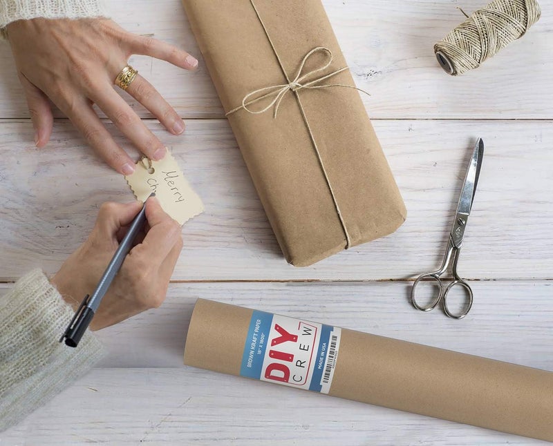 DIY CREW Kraft Paper Roll 30'' X 1800'' (150ft) Brown Mega Roll - Made in USA 100% Natural Recycled Material - Perfect for Packing, Wrapping, Craft, Postal, Shipping, Dunnage and Parcel - Image 3