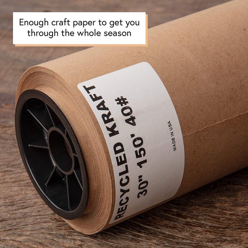 DIY CREW Kraft Paper Roll 30'' X 1800'' (150ft) Brown Mega Roll - Made in USA 100% Natural Recycled Material - Perfect for Packing, Wrapping, Craft, Postal, Shipping, Dunnage and Parcel - Image 5