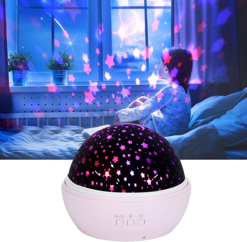 LED Night Light Romantic Projection Lamp, 8 Color Modes, USB and Battery Powered White - Soothing Nightlight for Kids, Bedroom Decoration, Relaxing Ambience (Roseate) - Image 5