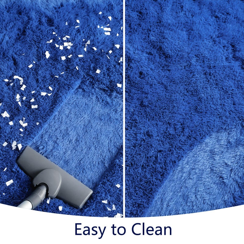 Keeko Fluffy Bedroom Rug  3x5 Washable Area Rug Shag Fuzzy Faux Fur Rug Modern Rugs for Bedroom Entryway Shaggy Non Shedding Indoor Bedside Rug Small Carpet for Kids Girls Room Home Decor Navy Blue - Image 5