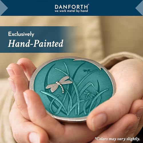 DANFORTH Pewter Dragonfly Purse Mirror Vintage Pewter Teal Blue HandHeld Mirror for Women Handmade Nature Gift Accessories Made in USA 3 inches - Image 5
