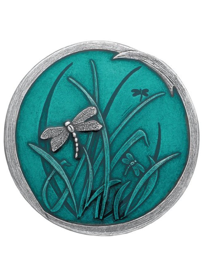 DANFORTH Pewter Dragonfly Purse Mirror Vintage Pewter Teal Blue HandHeld Mirror for Women Handmade Nature Gift Accessories Made in USA 3 inches - Image 1