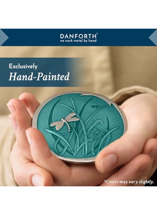 DANFORTH Pewter Dragonfly Purse Mirror Vintage Pewter Teal Blue HandHeld Mirror for Women Handmade Nature Gift Accessories Made in USA 3 inches - Image 4
