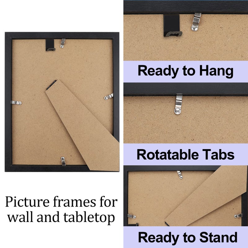 TOFOREVO إطارات صور Toforevo 8x10 مجموعة من إطار صور سوداء للحبوب الخشبية لتصاعد جدار المعرض أو عرض الطاولة - Image 4
