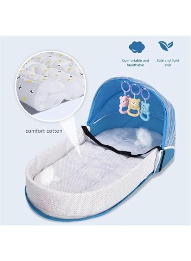 Durku Travel Bassinet - Folding Portable Bassinet with Net and Awning, in Bed Bassinet for Baby, Portable Baby Bed for Camping, Easy to Fold and Lightweight,Washable (Blue) - pzsku/Z75F825D75F10CA58B588Z/45/_/1729057814/eec96cf9-99e0-466e-91c3-e06ddbbeb57e