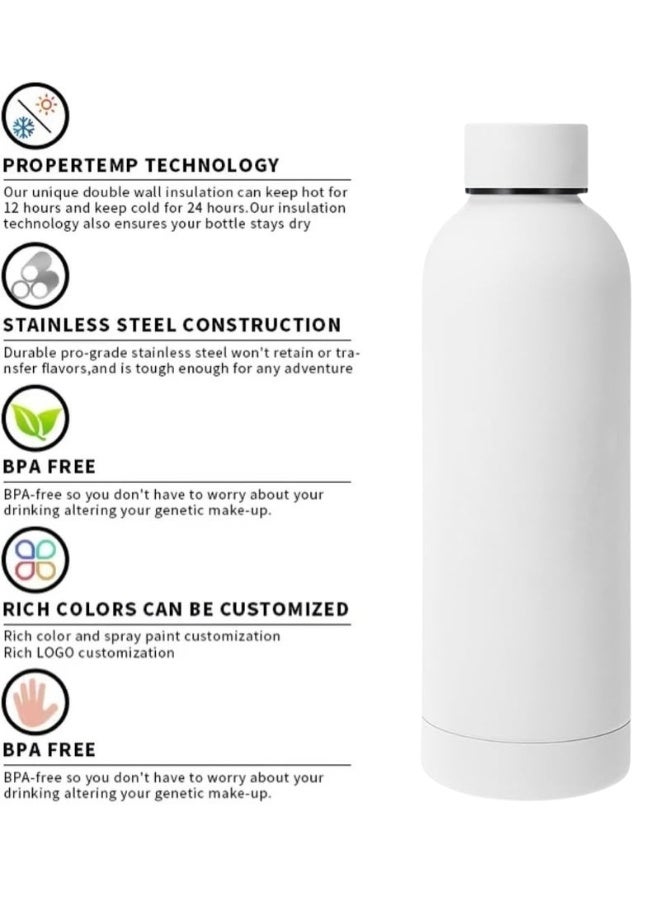 Thermal Water Bottle 500ml - Thermal Bottle, Stainless Steel, BPA Free, Insulating, Hot and Cold, Leak Proof, Ideal for Car, Office, Workout, Bike, Hiking, Sports, Gift. (White) - Image 2
