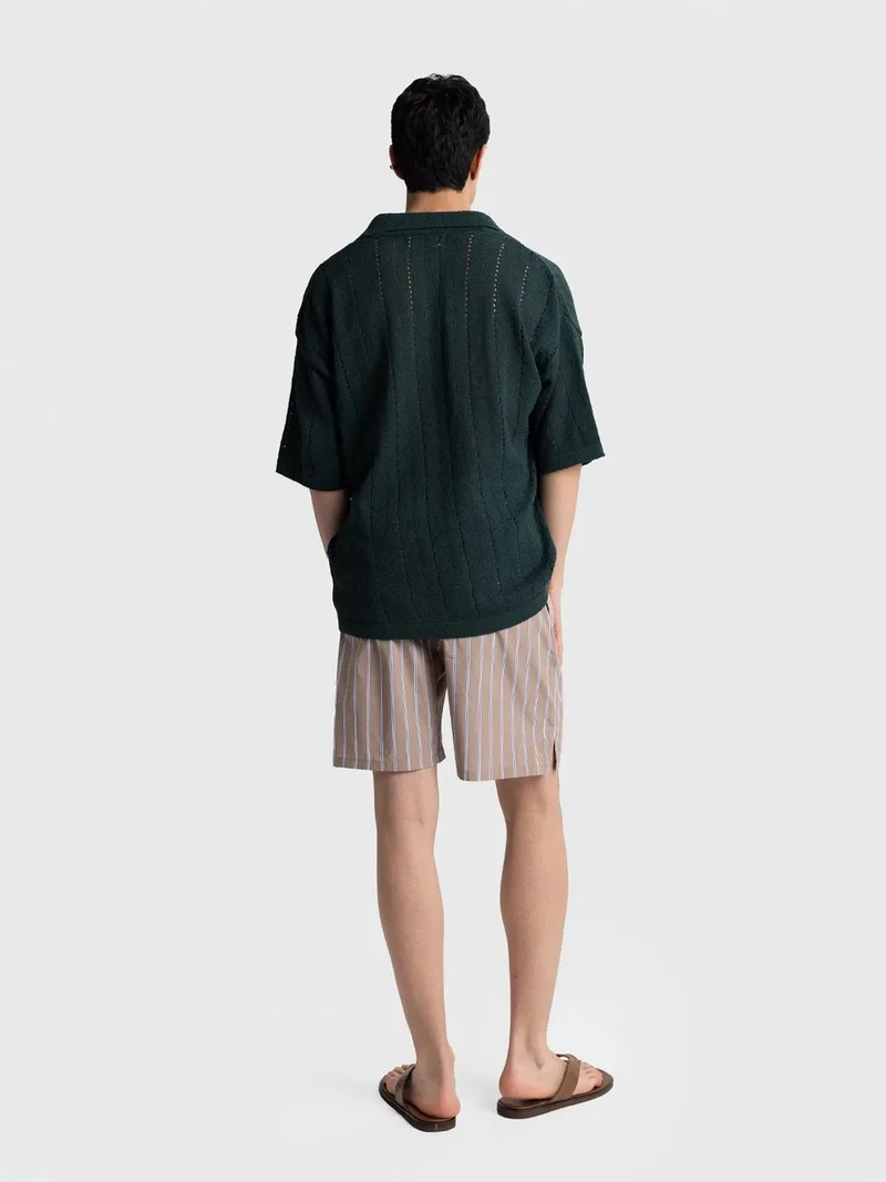 Giesto Forest Green GIESTO Men's Relaxed Cotton Textured Polo T-Shirt for Men | Best Price UAE