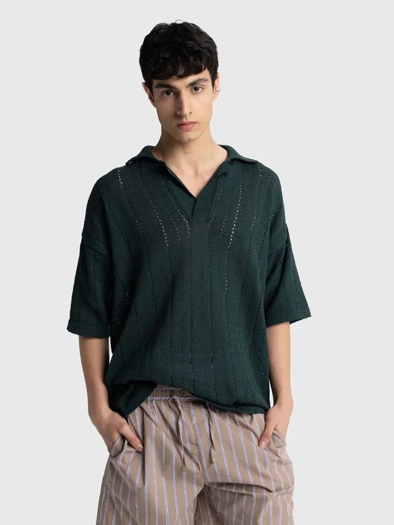 Giesto GIESTO Men's Relaxed Cotton Textured Polo T-Shirt