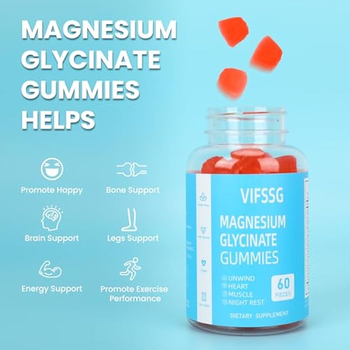 VIFSSG Magnesium Glycinate Gummies 400mg, Sugar Free Gummies with Magnesium L-Threonate 200mg - Magnesium Supplement Chewable Gummies for Women & Men Vegan, Organic Gummies 60 Count - Image 3