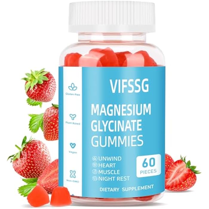 VIFSSG Magnesium Glycinate Gummies 400mg, Sugar Free Gummies with Magnesium L-Threonate 200mg - Magnesium Supplement Chewable Gummies for Women & Men Vegan, Organic Gummies 60 Count - Image 1