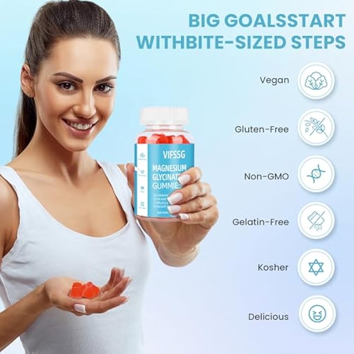 VIFSSG Magnesium Glycinate Gummies 400mg, Sugar Free Gummies with Magnesium L-Threonate 200mg - Magnesium Supplement Chewable Gummies for Women & Men Vegan, Organic Gummies 60 Count - Image 4