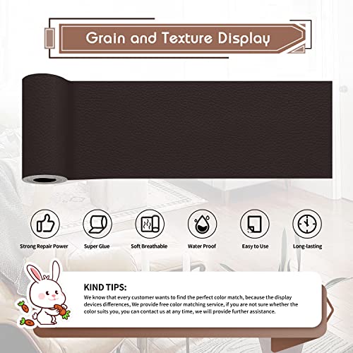 KING MOUNTAIN Leather Repair Patch,4 x 63 Inches self Adhesive Leather Repair Tape for Damaged Leather Furniture, Sofa Seating,Car Seats, Leather Goods(Dark Brown) - Image 2