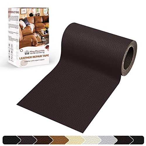 KING MOUNTAIN Leather Repair Patch,4 x 63 Inches self Adhesive Leather Repair Tape for Damaged Leather Furniture, Sofa Seating,Car Seats, Leather Goods(Dark Brown) - Image 1