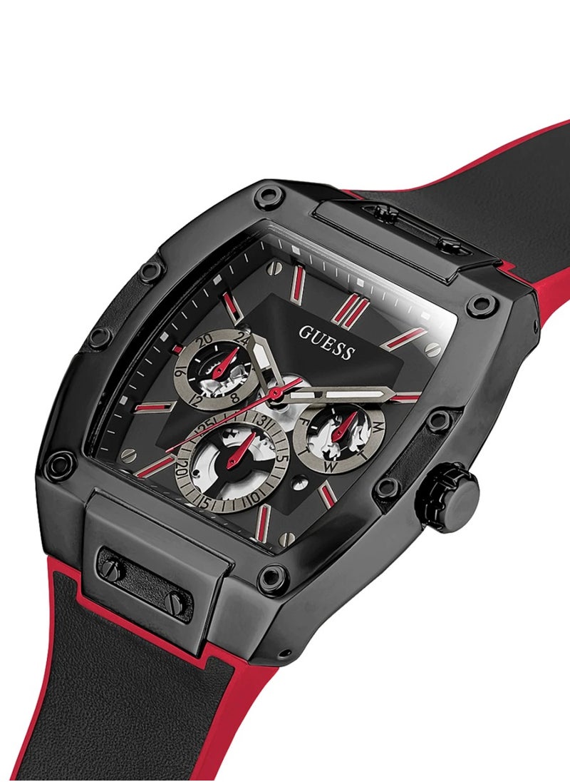 GUESS Guess Men’s Black Case 2-Tone Genuine Leather Watch GW0202G7  - Image 4