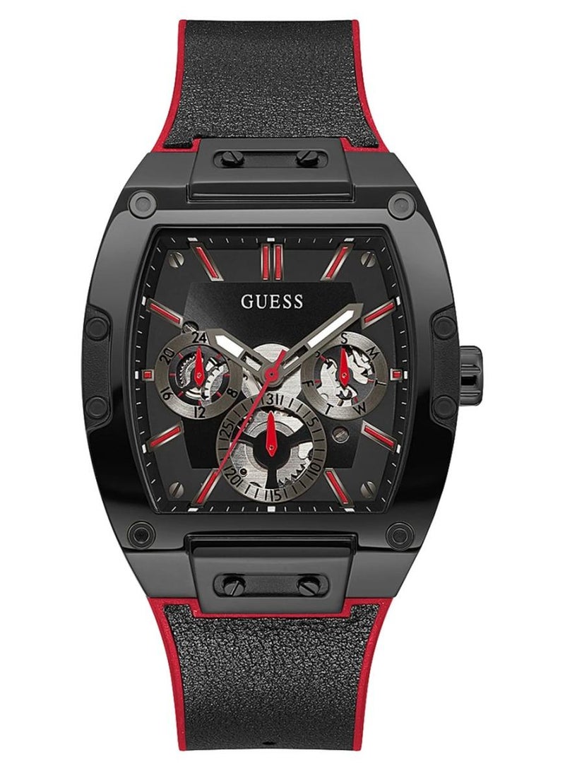 Guess Men’s Black Case 2-Tone Genuine Leather Watch GW0202G7 - Image 1