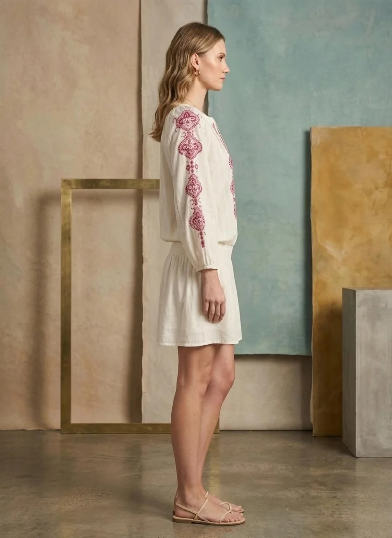 Alaya Pink Women Embroidered  Rayon Midi Dress -AL3754 for Women | Best Price UAE